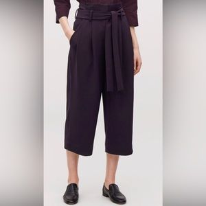 COS Aubergine Paper Bag Waist Tie Culottes Pants 2 4